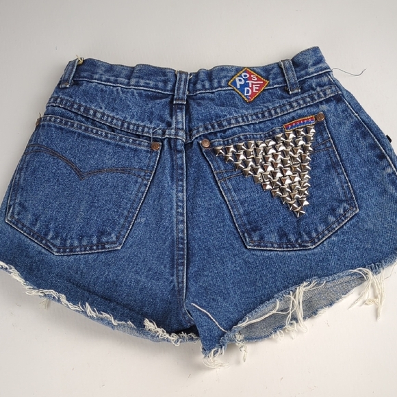 Vintage Pants - VINTAGE 90s Posted Women's Distressed Denim Short Shorts